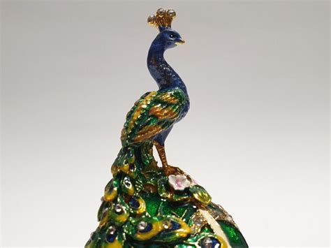 Russian Faberge Egg Peacock Jewelry Box Bird Trinket Box Etsy