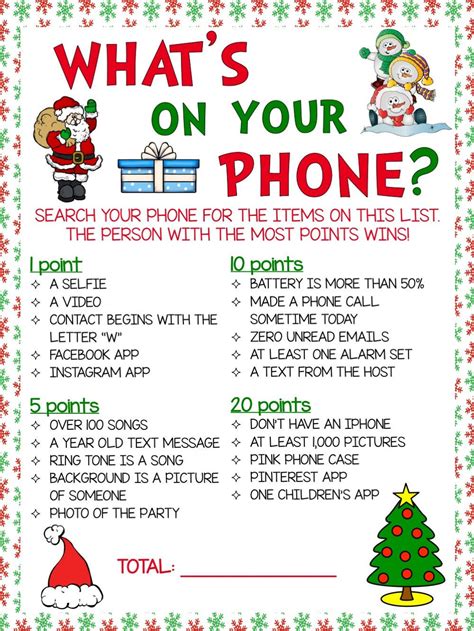 Whats On Your Phone Christmas Theme Game Etsy