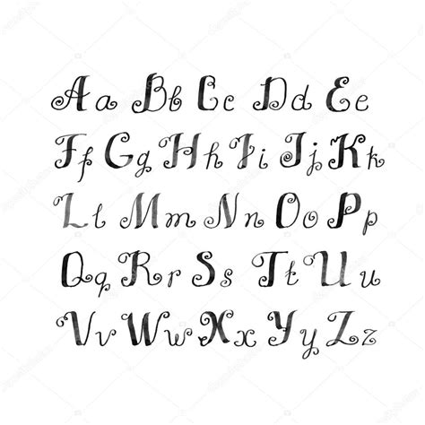 Alfabeto Manuscritas Tinta — Vector De Stock © Oksana 68084291