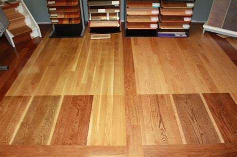 Mix grey paint and poly 50/50 and paint on cabs; What oak hardwood floor stain looks best with honey oak ...