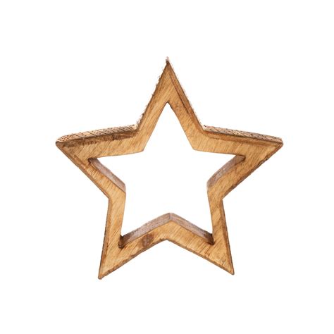 A Wooden Star Ornament On A White Background