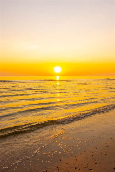 Sunrise Or Sunset With Twilight Sky And Sea Beach Stock Image Image