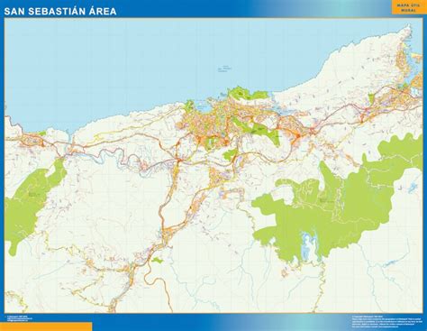 Mapa Carreteras San Sebastian Area Vinilo Adhesivo Mapas De Pared