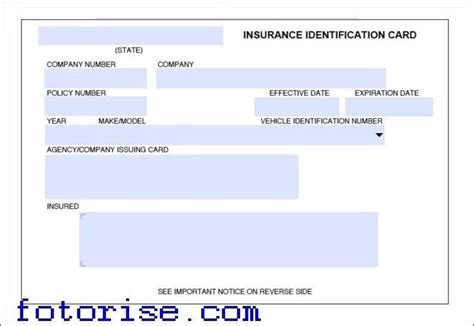 Fillable Free Blank Insurance Card Template