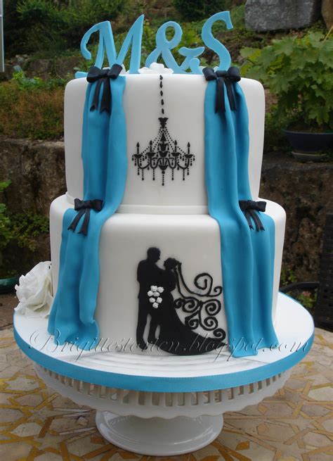 Today, the white wedding dress has ceased to be an essential attribute of celebration of marriage. Wedding Cake Turquoise And White With Silhoutte ...