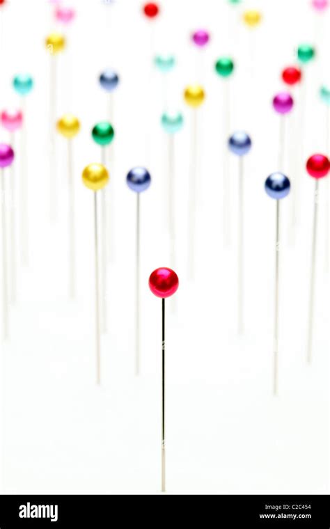 Colorful Pins On White Background Stock Photo Alamy
