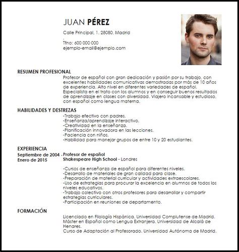 Modelo Curriculum Vitae Profesor De Español Curriculum Vitae Simple