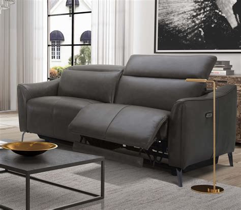 Divani Casa Prairie Modern Dark Grey Leather Dual Electric Sofa
