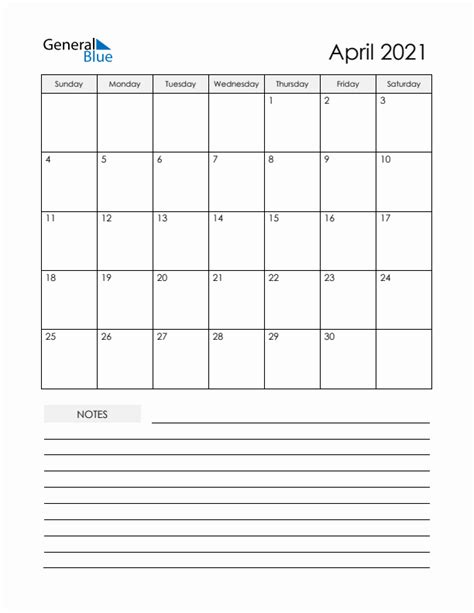 April 2021 Calendars Pdf Word Excel