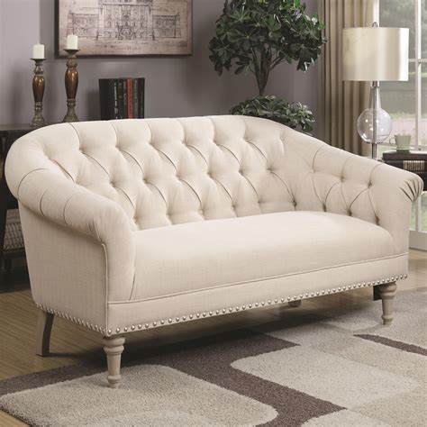 Coaster Accent Seating Traditional Settee With Tufting And Pleated Roll