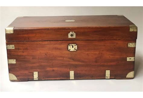 Trunk 19th Century Chinese Export Camphorwood And Brass Bound With