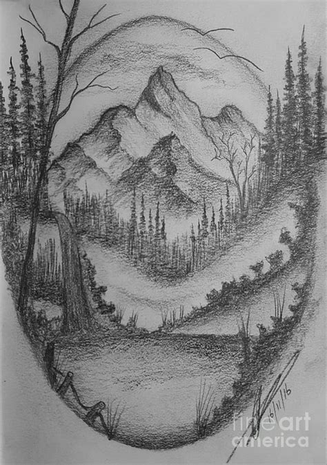 Mountain Peak Drawing By Collin A Clarke Fine Art America