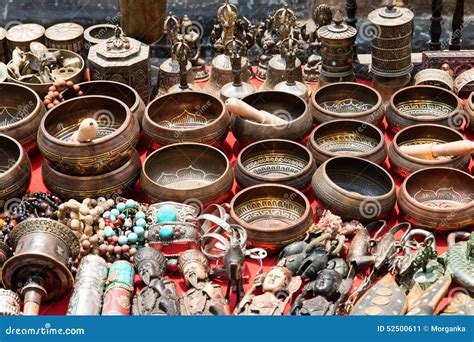 Bunch Of Traditional Souvenirs Market In Nepal Kathmandu Stock Image