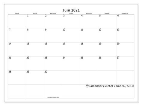 Calendrier “53ld” Juin 2021 à Imprimer Michel Zbinden Fr Calendrier