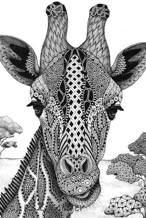 Zentangle Mandalategning Lærred Maleri Ideer Giraf Tegning