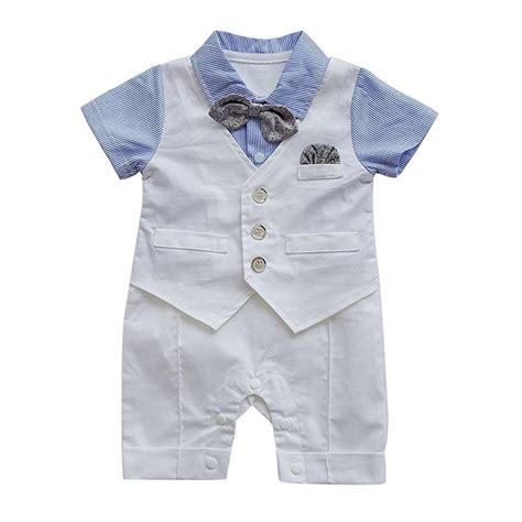 Buy Infant Baby Boys Gentleman Waistcoat Bowtie Tuxedo Jumpsuit Romper