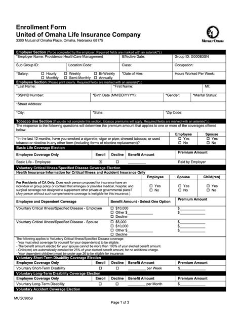 Mutual Of Omaha Enrollment Form Fill Online Printable Fillable