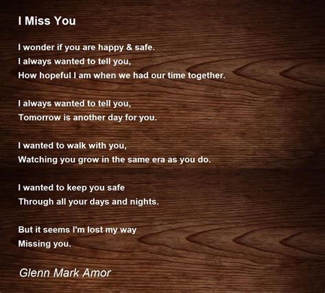 I Miss You I Miss You Poem By Glenn Mark Amor