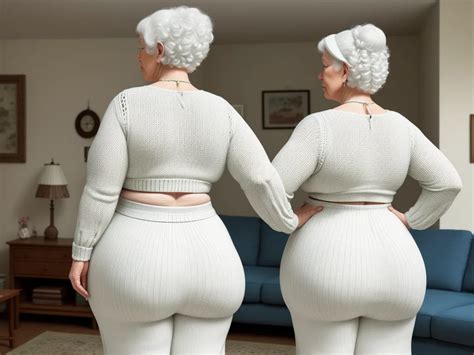 Ai Image To Image White Granny Big Hips Wide Hips Knitting Big
