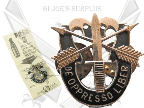 vintage army special forces de oppresso liber dui beret crest kissing skulls 2a1 3856080190