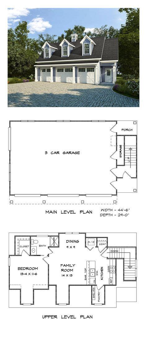 On the ground floor you will finde a double or. Southern Style 3 Car Garage Apartment Plan Number 58248 with 1 Bed, 1 Bath | Carriage house ...