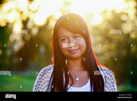 Portrait Of A Young Filipino Woman In A Park Edmonton Alberta Canada
