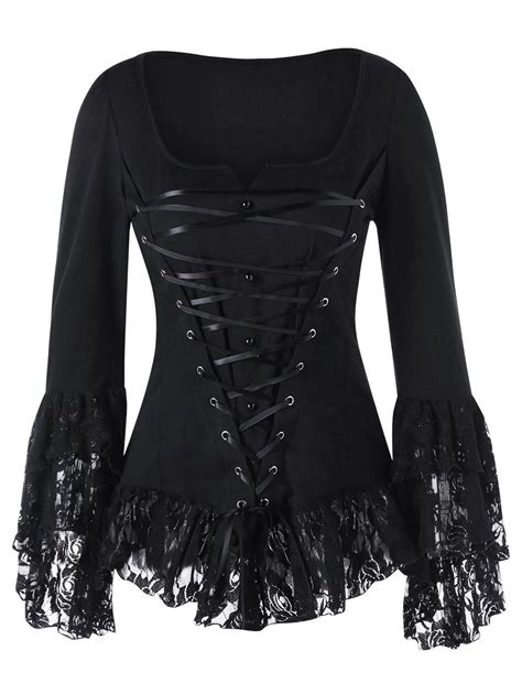 Lace Edges Lace Up Gothic Top Clothes Design Fashion Gothic Fashion