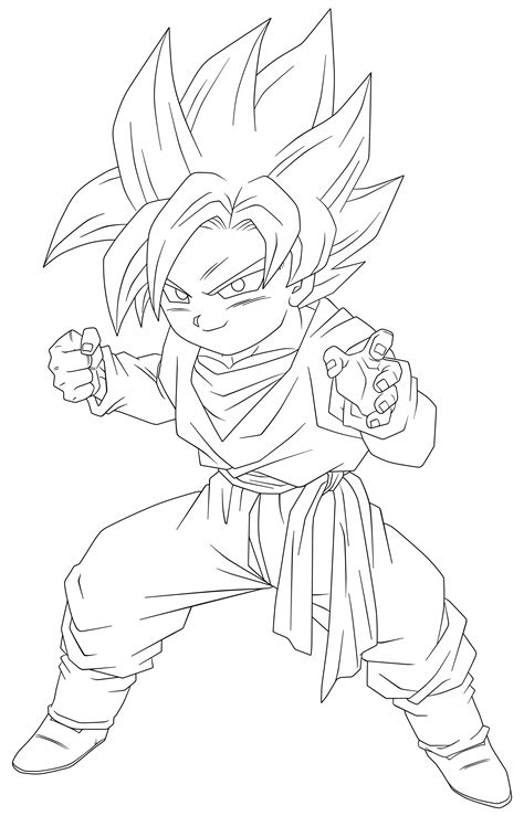 Dragon Ball Z Saiyan Trunks Coloring Pages Lineart 055 Goten 001 By