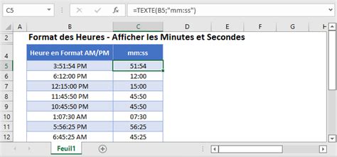 Format Des Heures Afficher Les Minutes Et Les Secondes Excel Et