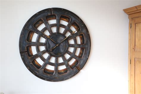 Extra Large Grey Wall Clock Beautifully Made Of Wood