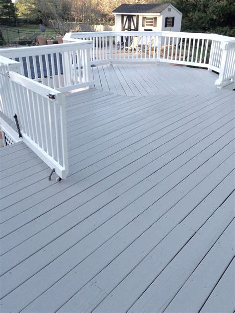 Helps make surfaces easier to clean. Cabot Seacoast Gray solid stain. Love this color! It's on ...