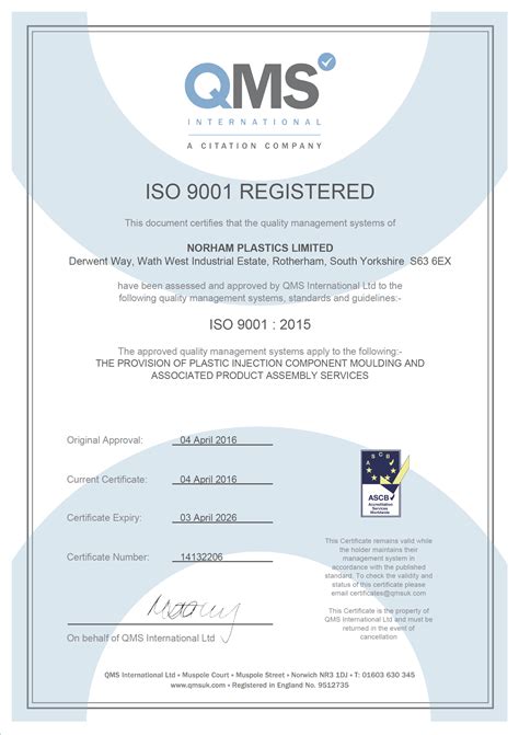 Norham Plastics Is Now Iso 9001 Certified