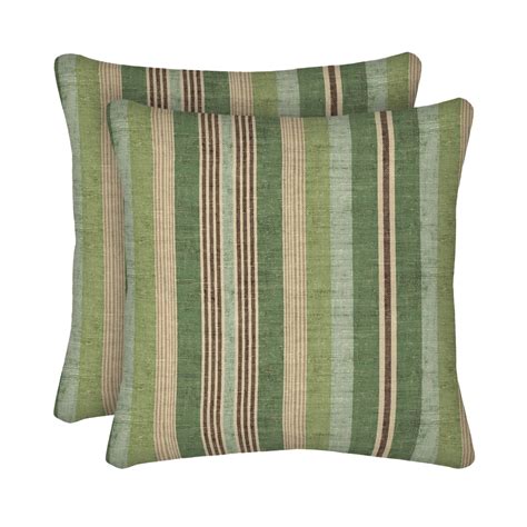 Shop Allen Roth 2 Pack Green Stripe Square Throw Outdoor Decorative