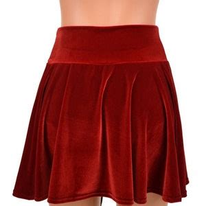 Open Front Lace Up Long Circle Cut Skirt In Red Velvet With Black Spandex Ties Etsy