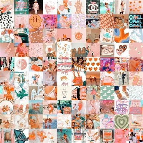 Peachy Preppy Wall Collage Bright Fashion Boujee Aesthetic Etsy