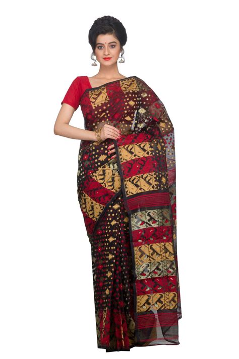 Dhakai Jamdani Saree Made Of Silk Cotton The Elegant Floral Design And