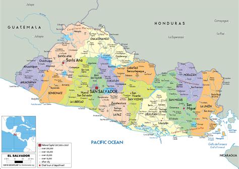 Large Size Political Map Of El Salvador Worldometer