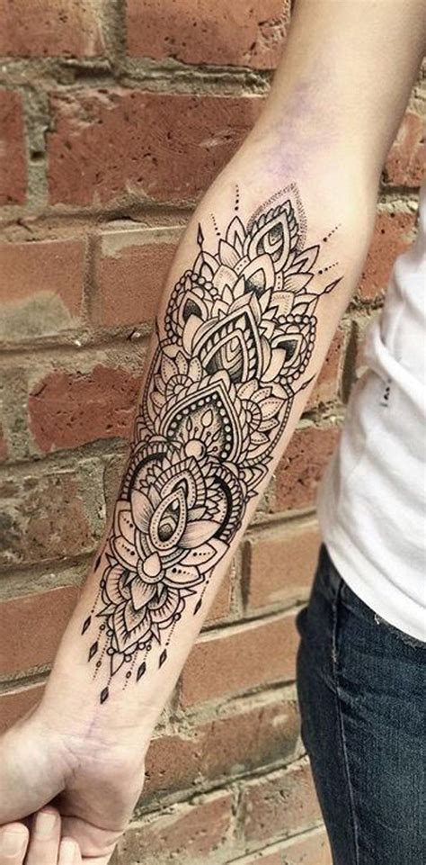 Geometric Mandala Forearm Tattoo Ideas For Women Lace Mandala Lotus