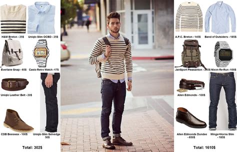 2 Budgets 1 Look Preppy Casual Mens Outfits Hipster Mens Fashion