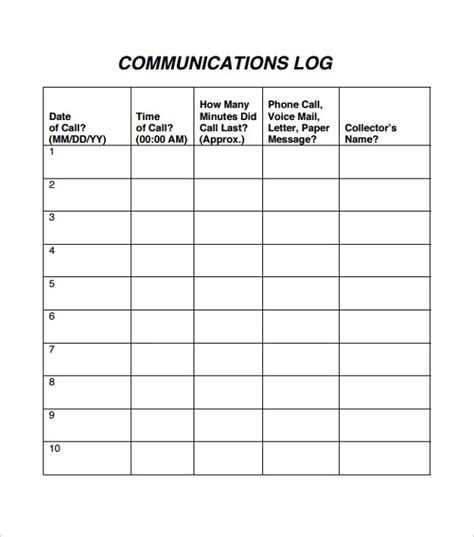 10 Communication Log Templates With Images Communication Log
