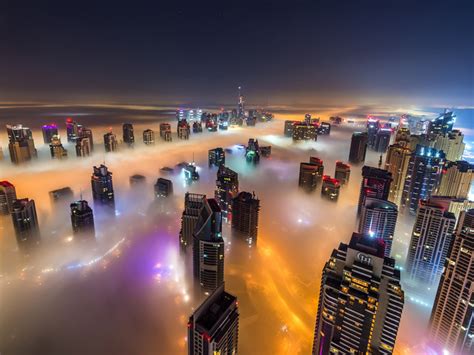 How to get cool wallpapers on pc! Dubai Night Time City In The Fog Hd Wallpaper ...