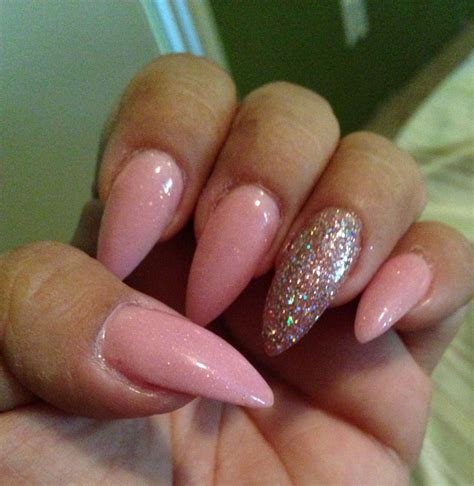 Pink N Glitter Stiletto Nails Nails Pinterest