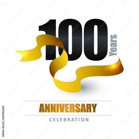 100 Years Anniversary Logo Template With Ribbon Poster Template For