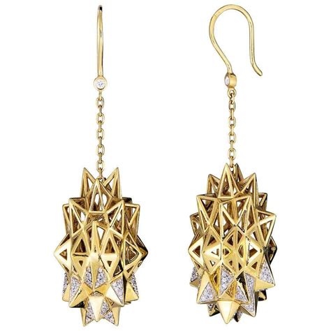 Spherical Diamond Dangle Earrings Gold For Sale At 1stdibs