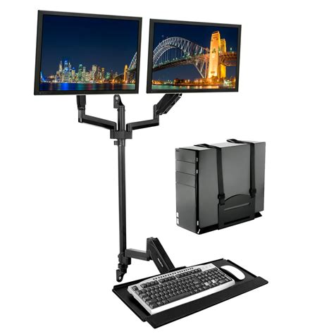 Mount It Wall Mount Workstation With Dual Monitor Mount Fits Two 19
