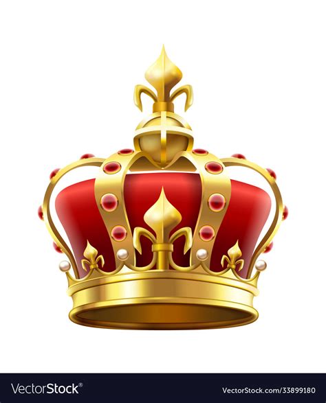 Golden Royal Crown With Jewels Heraldic Elements Vector Image