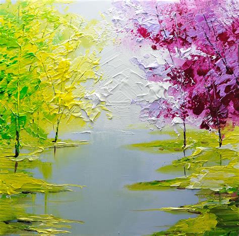 Abstract Paintings Canvas Wall Art Colorful Tree Painting Wall Etsy