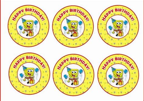 Sponge Bob Cupcake Toppers Birthday Printable Spongebob Birthday