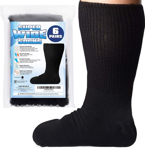 6 Pairs Of Impresa Extra Width Socks For Lymphedema Bariatric Sock