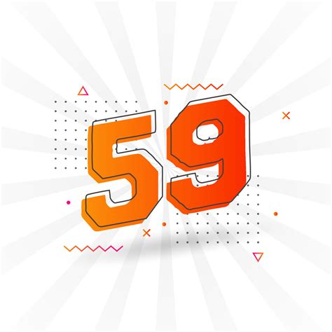 59 Number Vector Font Alphabet Number 59 With Decorative Element Stock